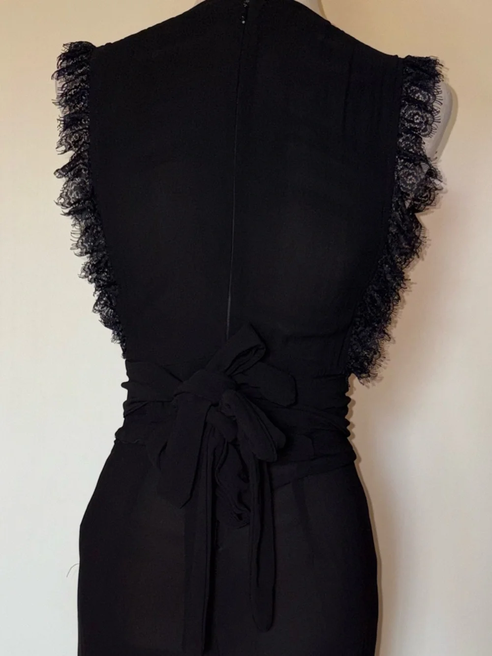 Free People Cem Black Lace-Trim V-Neck Wide-Leg Jumpsuit - Picture 6 of 8